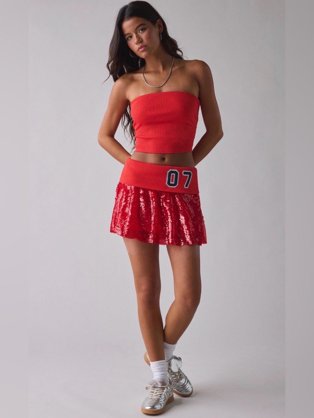 UO Good Game Chaser Tube Top + Sequin Skirt 2-Piece Set NWT